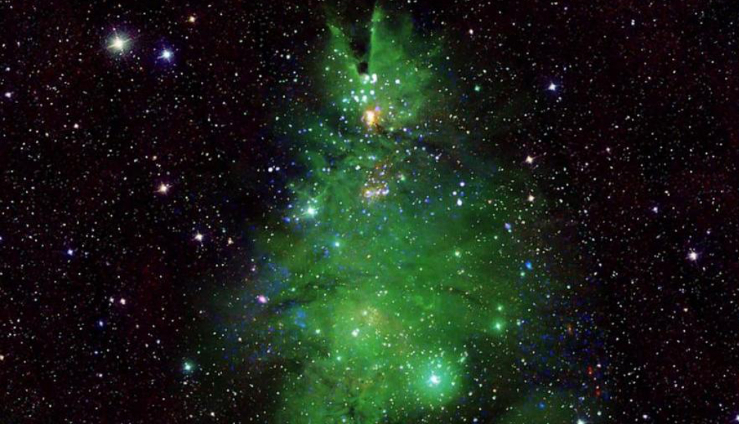 Christmas Tree Cluster' of stars dazzles from space